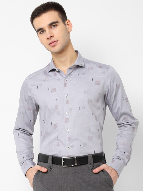 

SIMON CARTER LONDON Men Grey Slim Fit Printed Formal Shirt