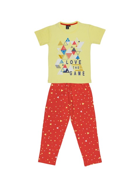 

Todd N Teen Girls Yellow & Red Printed T-shirt with Pyjamas