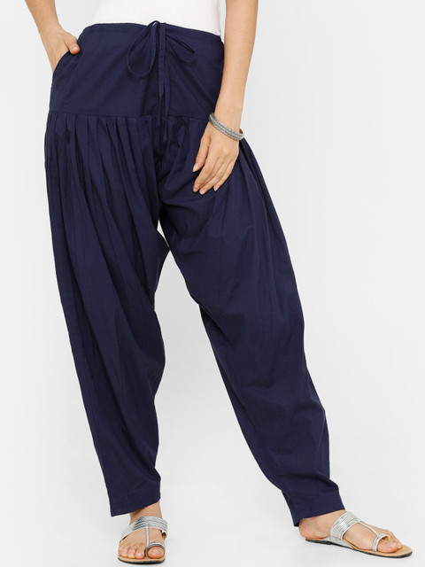 

De Moza Women Navy Blue Solid Loose-Fit Patiala