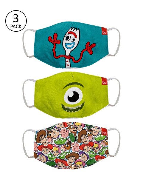 

BonOrganik Kids Pack Of 3 Toy Story Fun Printed 2-Ply Cloth Mask, Blue