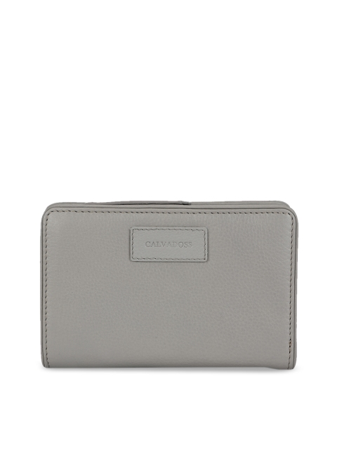 

Calvadoss Women Grey Textured Leather Zip Around Wallet