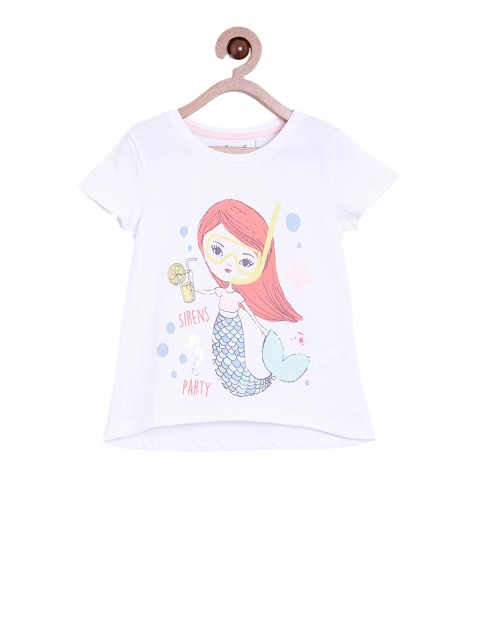 

5.10.15 Girls White Printed Round Neck T-shirt
