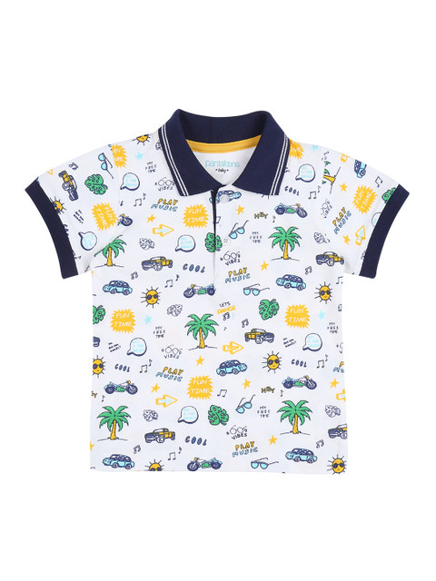 

Chirpie Pie by Pantaloons Boys White Printed Polo Collar T-shirt