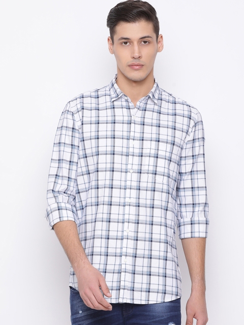 

Richlook Men White & Blue Slim Fit Checked Casual Shirt