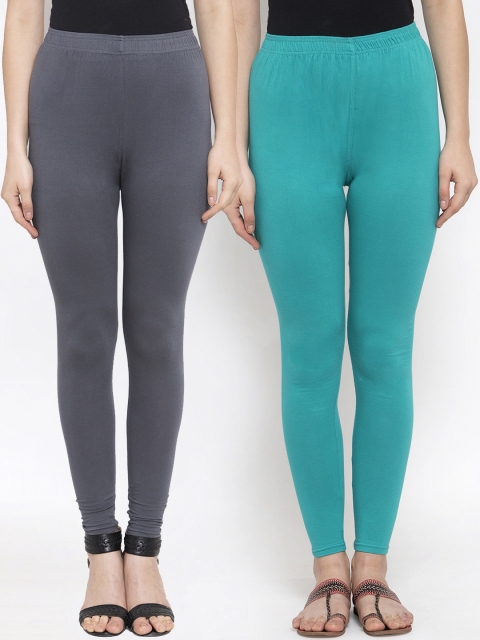 

TAG 7 Women Pack Of 2 Solid Ankle-Length Leggings, Grey