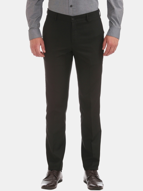 

Excalibur Men Black Slim Fit Solid Regular Trousers