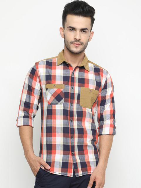 

WITH Men Multicoloured Slim Fit Checked Casual Shirt, Multi