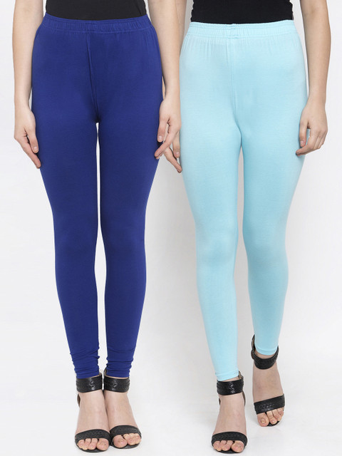 

TAG 7 Women Pack Of 2 Blue Solid Ankle-Length Leggings