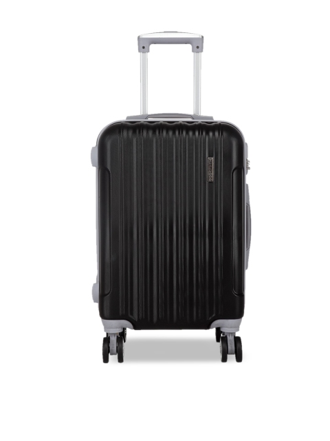 

Teakwood Leathers Unisex Black Textured Hard-Sided Cabin Trolley Suitcase