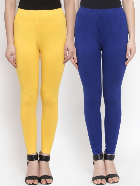 

TAG 7 Women Pack Of 2 Solid Leggings, Blue