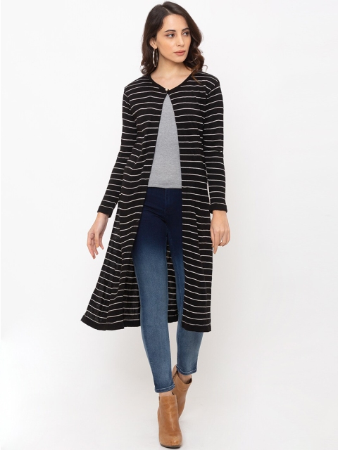 

Globus Women Black & Grey Striped Open Front Shrug