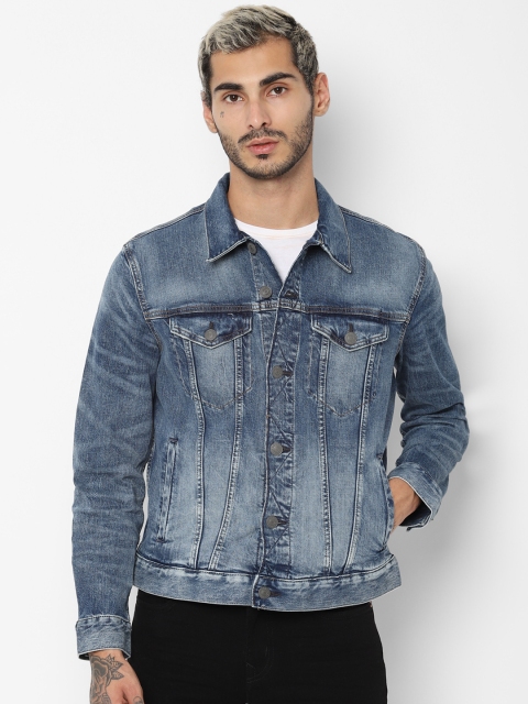 

AMERICAN EAGLE OUTFITTERS Men Blue Solid Denim Jacket