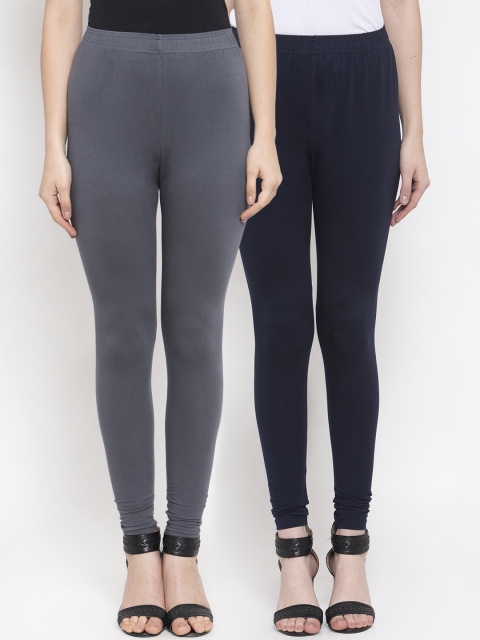 

TAG 7 Women Pack Of 2 Solid Leggings, Grey