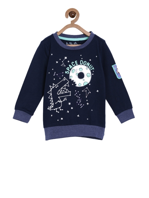 

5.10.15 Boys Navy Blue Printed Round Neck T-shirt