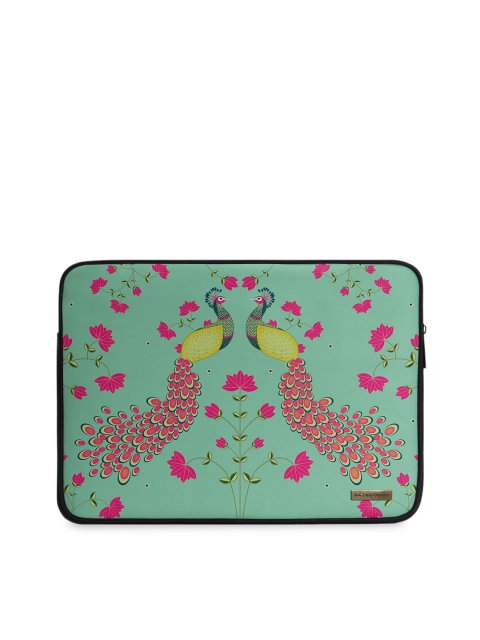 

DailyObjects Unisex Green & Pink Peacock Printed Laptop Sleeve