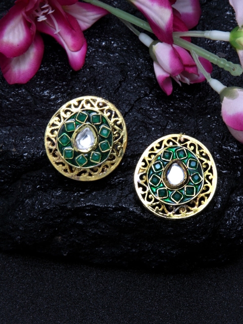 

DUGRISTYLE Green Gold Plated Circular Studs