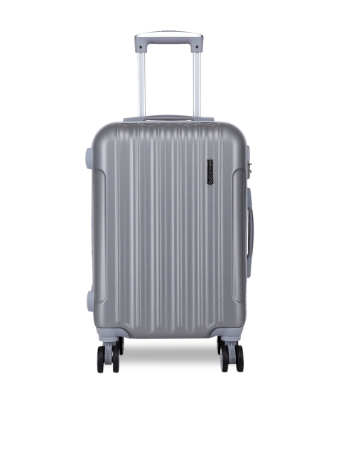 

Teakwood Leathers Unisex Silver-Toned Textured Hard-Sided Cabin Trolley Suitcase