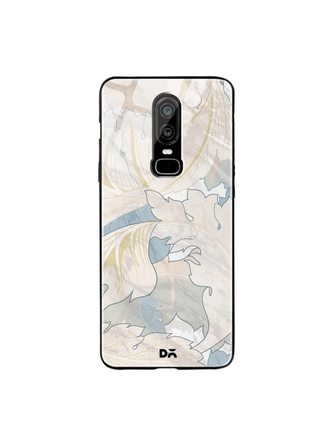 

DailyObjects Beige & Blue Marble Leaves OnePlus 6 Glass Cover