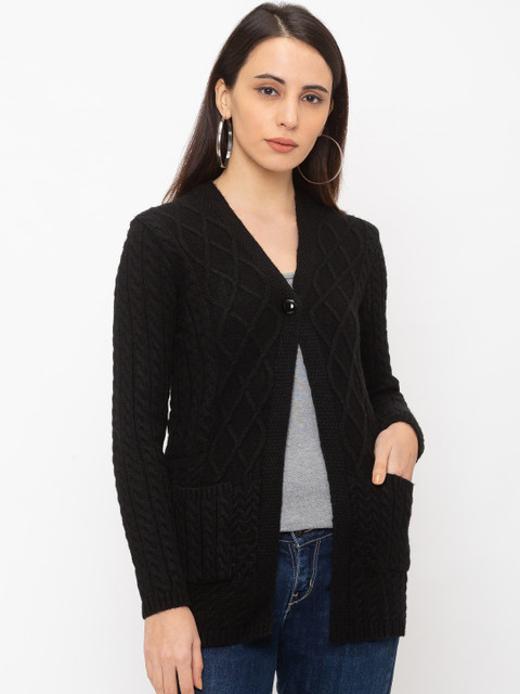 

Globus Women Black Solid Open Front Shrug