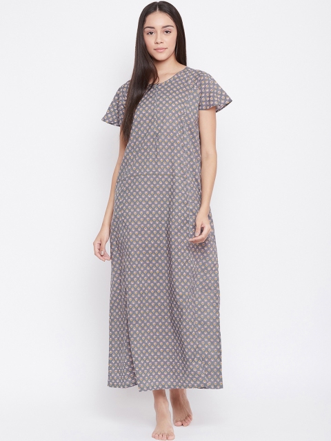 

The Kaftan Company Grey & Pink Printed Nightdress NT_CO_BIANCA34