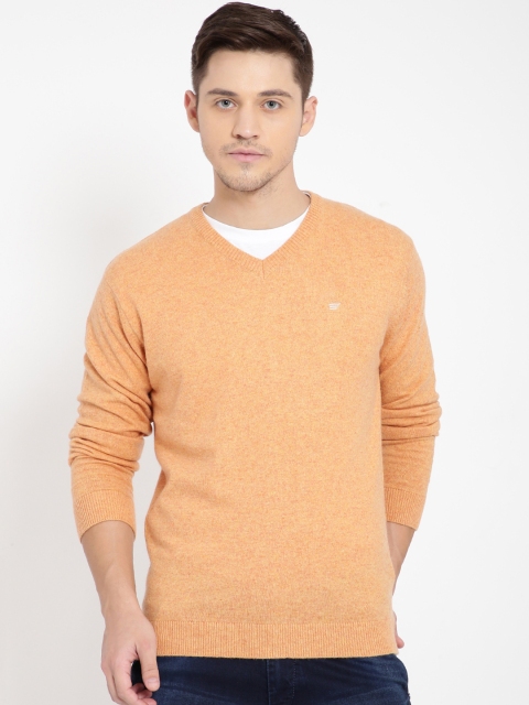 

t-base Men Orange Solid Pullover Sweater