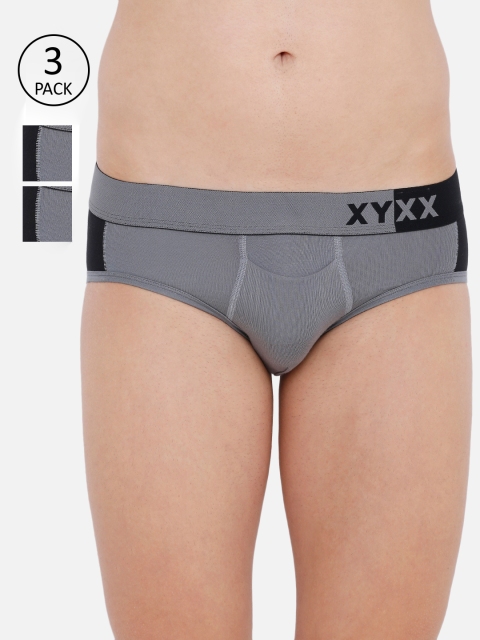 

XYXX Men Pack Of 2 Colourblocked Ultra Soft Antimicrobial Briefs XYBRF3PCKN270XXL, Grey