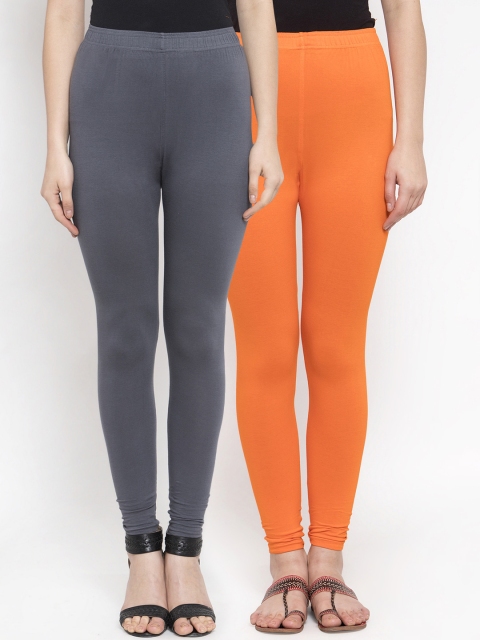 

TAG 7 Women Pack Of 2 Solid Ankle-Length Leggings, Grey