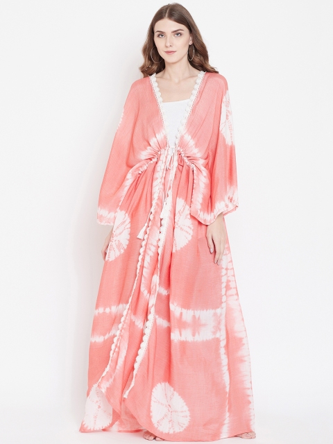 

The Kaftan Company Coral Pink & White Printed Nightdress LW_MD_KGOWN07