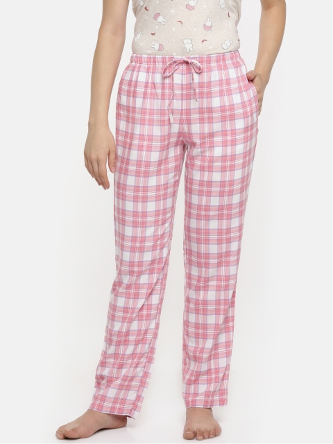 

Dreamz by Pantaloons Women Pink & White Checked Lounge Pants