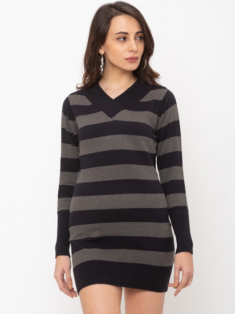 

Globus Women Black & Grey Striped Sweater Dress