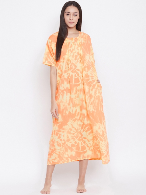 

The Kaftan Company Orange & Yellow Dyed Sleep Shirt