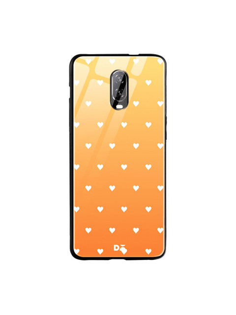 

DailyObjects Mustard Yellow & White Summer Hearts OnePlus 6T Glass Case