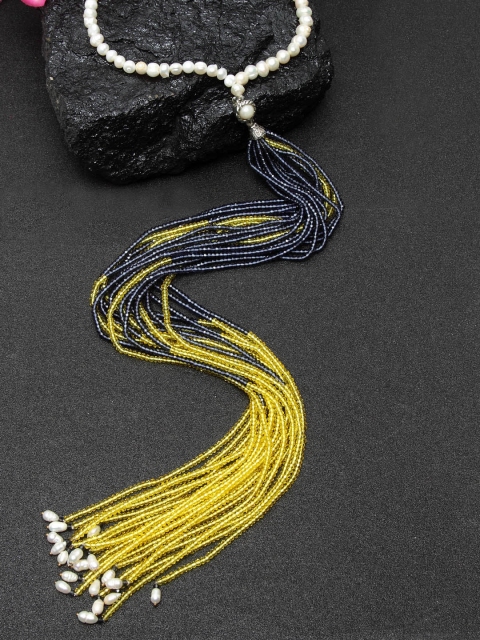 

DUGRISTYLE Multicoloured Pearly String Necklace, Yellow
