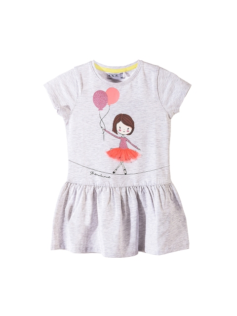 

5.10.15 Girls Grey Printed Fit and Flare Dress