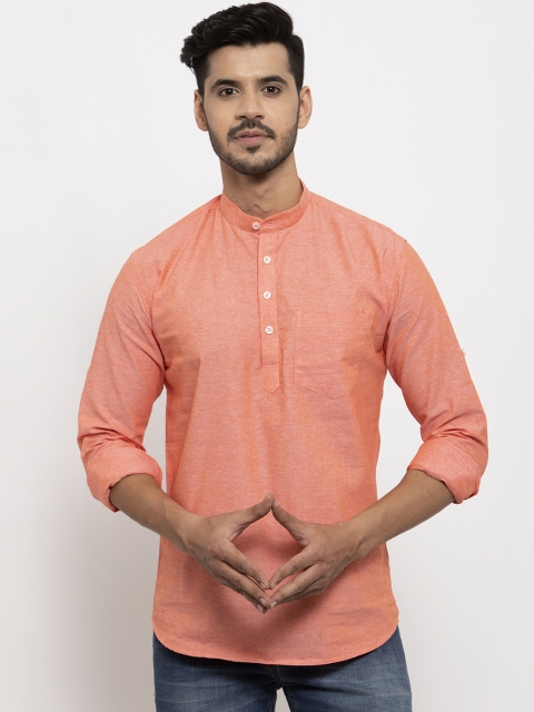 

Rodamo Men Pink Solid Straight Kurta