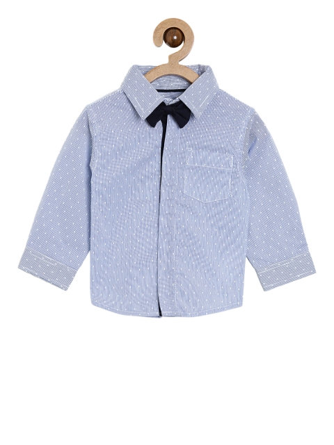 

5.10.15 Boys White & Blue Regular Fit Striped Casual Shirt
