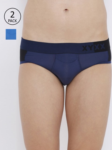 

XYXX Men Pack Of 2 Colourblocked Basic Briefs XYBRF2PCKN164, Blue