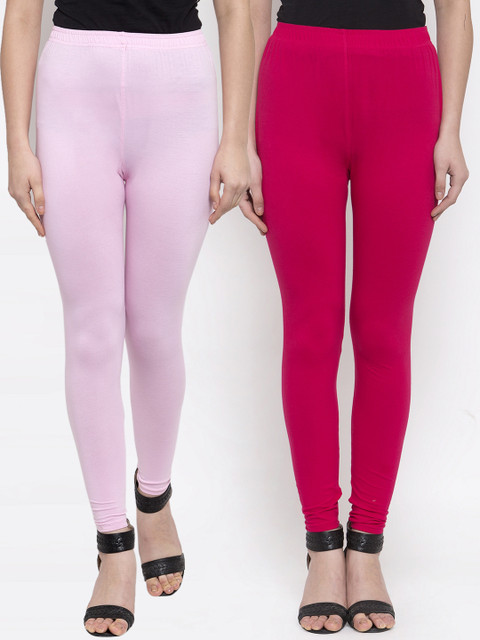 

TAG 7 Women Pack Of 2 Solid Ankle-Length Leggings, Pink