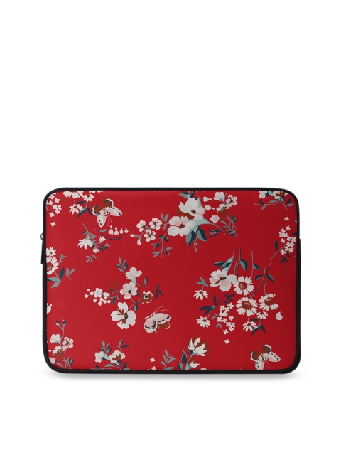 

DailyObjects Unisex Red & Off-White Floral Printed Laptop Sleeve