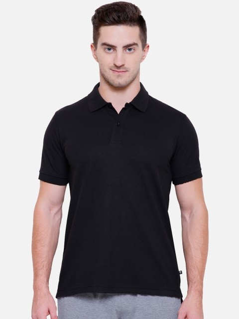 

PROTEENS Men Black Solid Polo Collar T-shirt