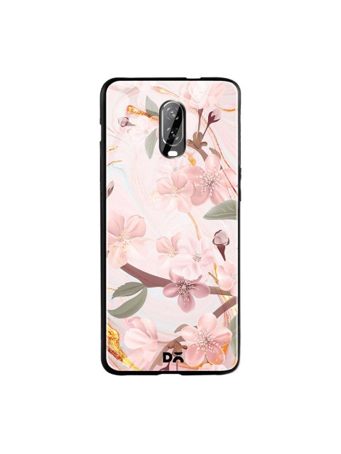 

DailyObjects Pink & Green Marble Flowers OnePlus 6T Glass Case