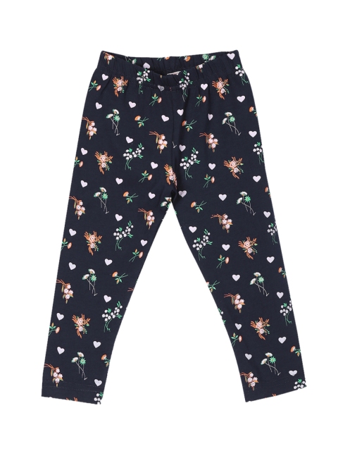 

Donuts Infant Girls Navy Blue & White Printed Ankle-Length Leggings