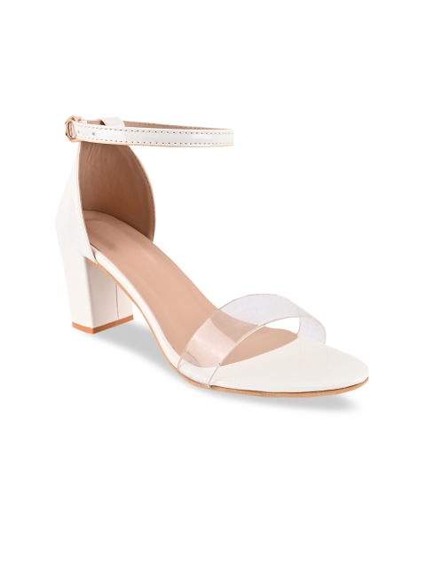 

BuckleUp Women White & Transparent Solid Block Heels