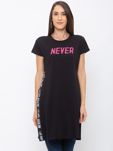 

Globus Women Black & Pink Printed T-shirt Dress