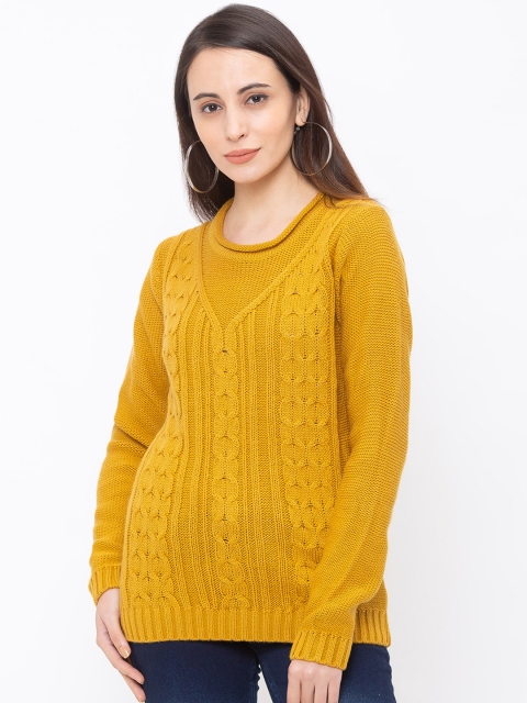 

Globus Women Mustard Yellow Cable Knit Pullover Sweater