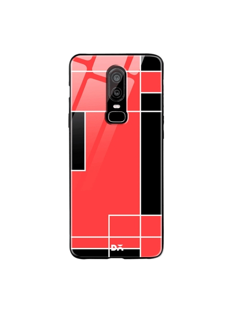 

DailyObjects Coral-Coloured & Black Coral Blocks OnePlus 6 Glass Case