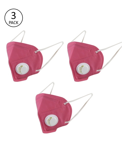 

Swiss Design Unisex Pack Of 3 Valved Anti-Pollution Reusable KN95 Masks, Pink