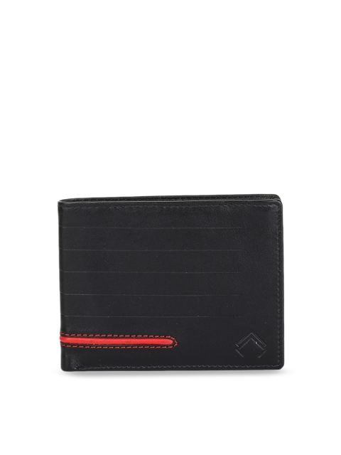 

ALLY CARTER Men Black Solid Leather Two Fold Wallet