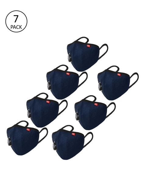 

SWISS MILITARY Unisex Pack of 7 Pcs Navy Blue Reusable 3-Ply A95+ Masks With Valve