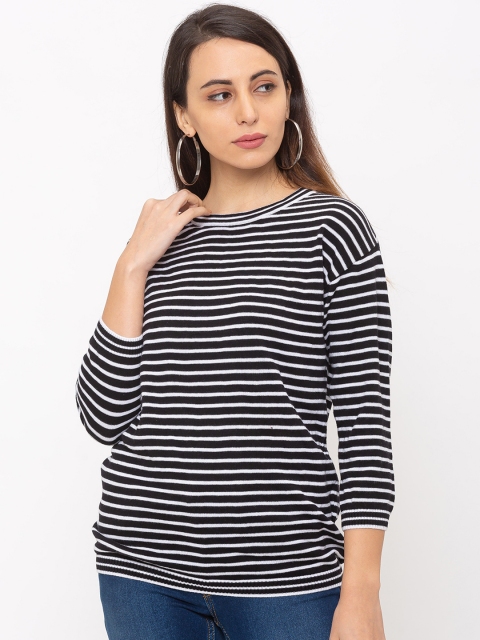 

Globus Women Black & White Striped Top
